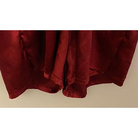 Burgundy Satin Adjustable Cross Straps Cinched Romper Women's Sz Medium - Picture 10 of 14
